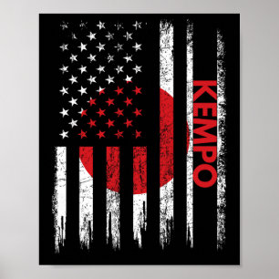 Kempo American Flag Karate Japanese Martial Arts Poster