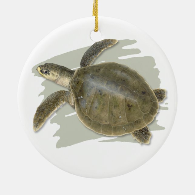 Kemp's Ridley Sea Turtle Ceramic Ornament (Back)