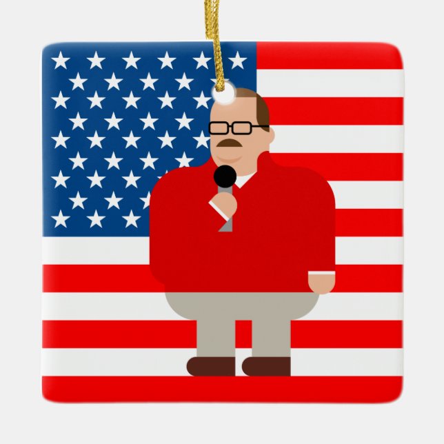 Ken Bone Christmas Ornament: American Flag Ceramic Ornament (Front)