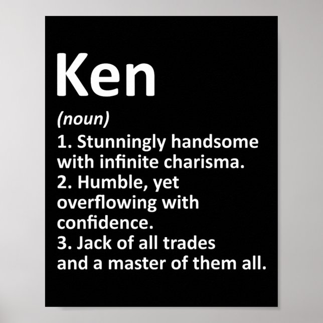 Ken Definition Personalised Name Fun Birthday Gift Poster (Front)