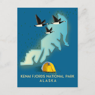 Kenai Fjords National Park Alaska travel map Postcard