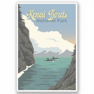 Kenai Fjords National Park Illustration Travel Art