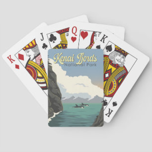 Kenai Fjords National Park Illustration Travel Art Playing Cards