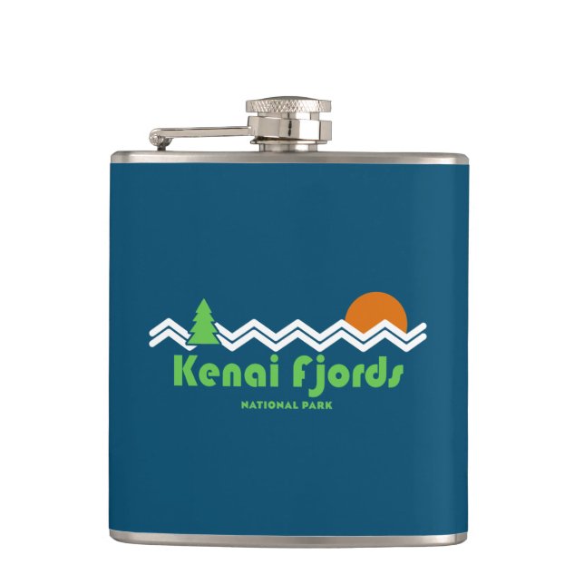 Kenai Fjords National Park Retro Hip Flask (Front)