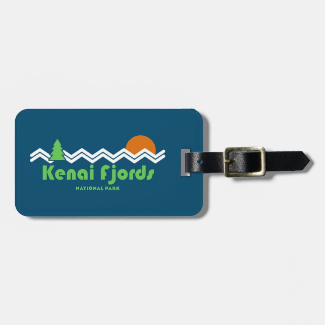 Kenai Fjords National Park Retro Luggage Tag (Front Horizontal)
