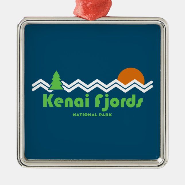 Kenai Fjords National Park Retro Metal Ornament (Front)