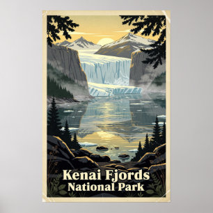 Kenai Fjords National Park Retro Poster