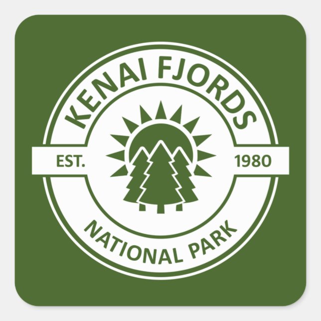 Kenai Fjords National Park Sun Trees Square Sticker (Front)