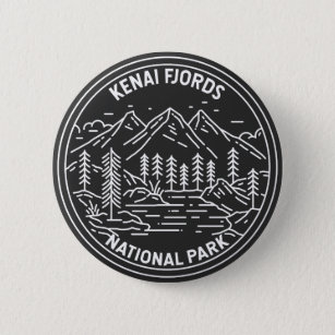 Kenai Fjords National Park Vintage Monoline   6 Cm Round Badge