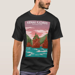 Kenai Fjords National Park Vintage Travel Poster T-Shirt