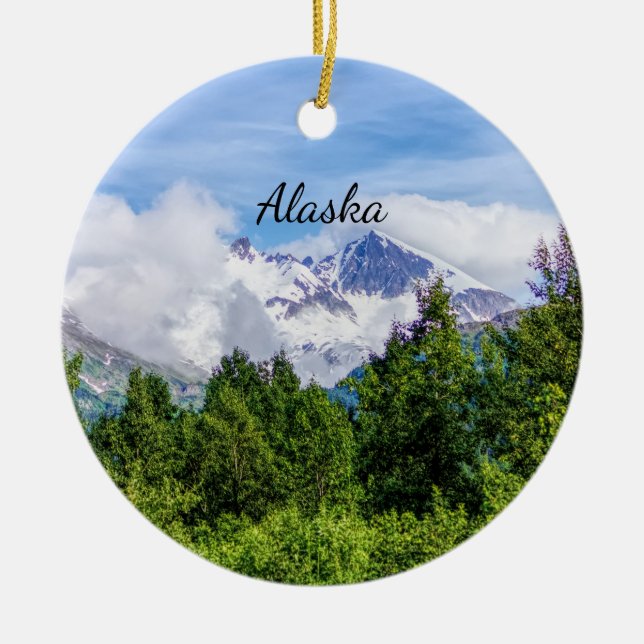 Kenai Fjords Snowy Mountains Ornament (Front)