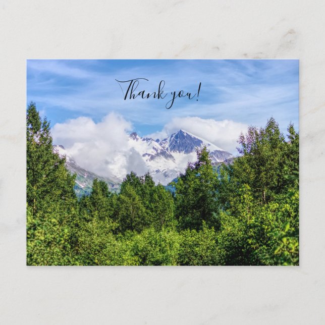 Kenai Fjords Snowy Mountains Thank you Postcard (Front)