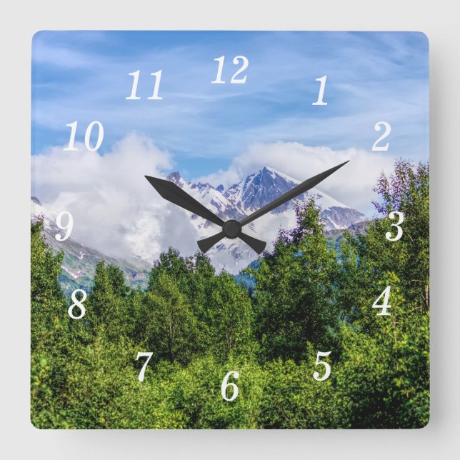 Kenai Fjords Snowy Mountains Wall Clock (Front)