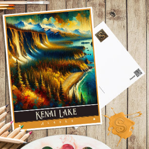 Kenai Lake, Alaska Vintage Painting Postcard