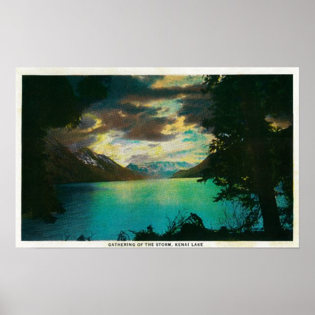 Kenai Lake, Alaska with Storm Gathering Poster (Front)