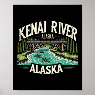 Kenai River Alaska Ak Salmon Fishing Boating Retro Poster