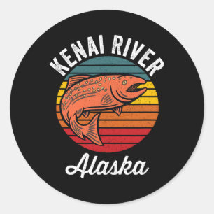 Kenai River Alaska Salmon Fishing Classic Round Sticker