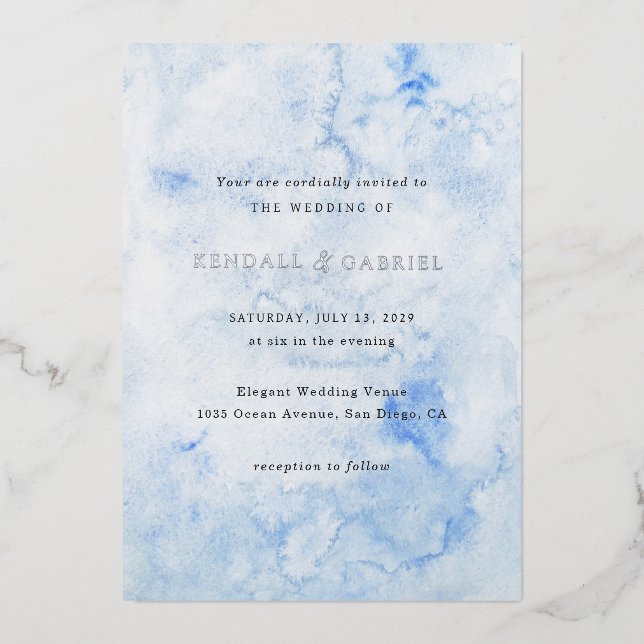 Kendall Blue Watercolor Elegant Wedding (Front)