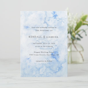 Kendall Blue Watercolor Elegant Wedding Invitation
