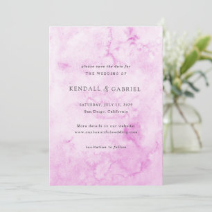 Kendall Pink Watercolor Elegant Wedding Save The Date