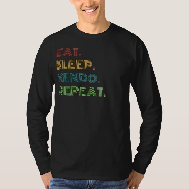 Kendo Chuckles: Eat, Sleep, Kendo Repeat Funny Tee (Front)