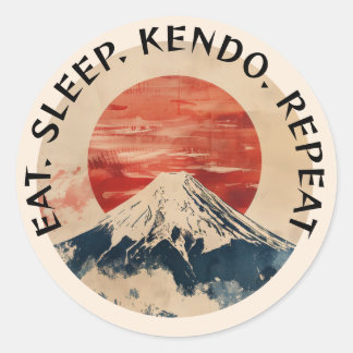 Kendo Eat Sleep Repeat Mount Fuji  Classic Round Sticker