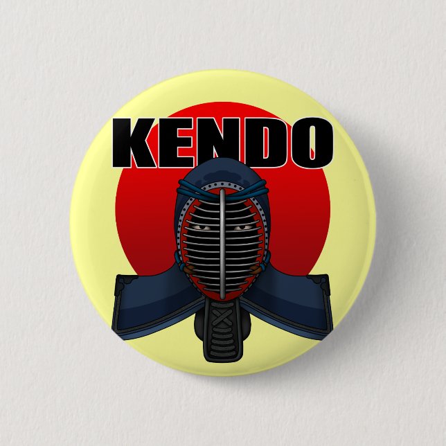 Kendo men1 6 cm round badge (Front)