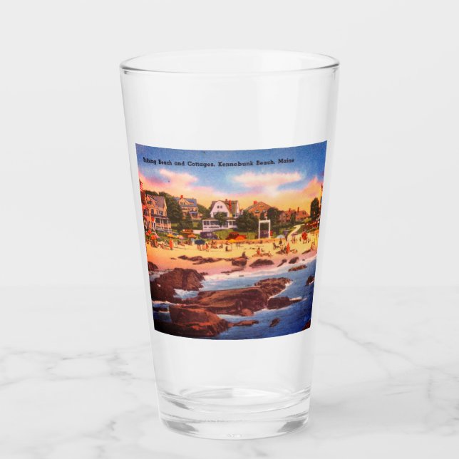 Kennebunk Beach, Maine Vintage Cottages Photo Glass (Front)