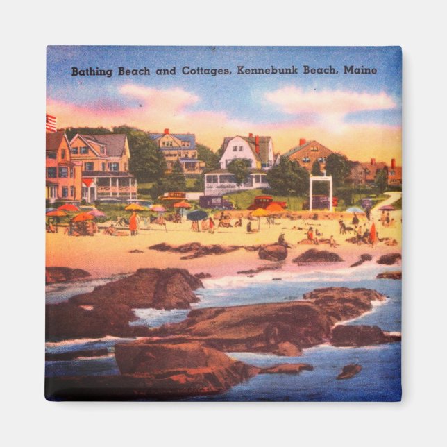 Kennebunk Beach, Maine Vintage Cottages Photo Magnet (Front)