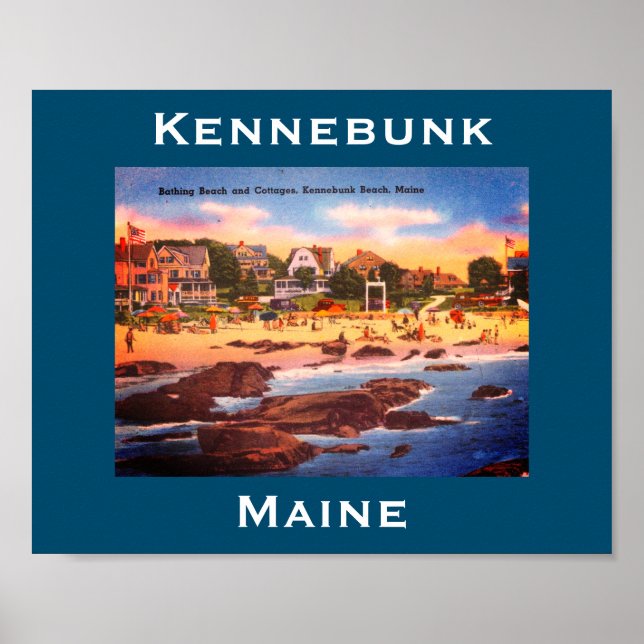 Kennebunk Beach, Maine Vintage Cottages Photo Poster (Front)
