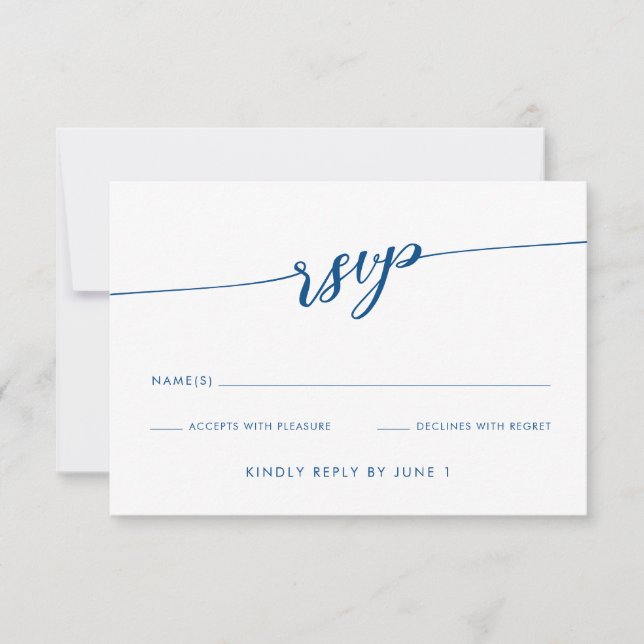 Kennebunkport Collection Modern Navy Blue Script RSVP Card (Front)