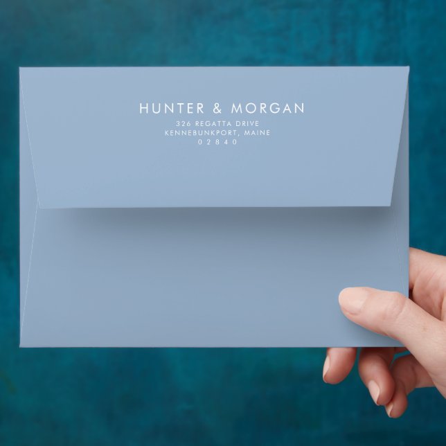 Kennebunkport Dusty Blue Return address wedding  Envelope (Hand)