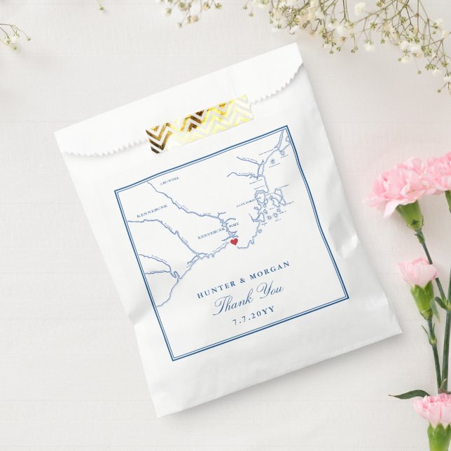 Kennebunkport Maine Map Elegant Wedding Favour Bag (Sealed)
