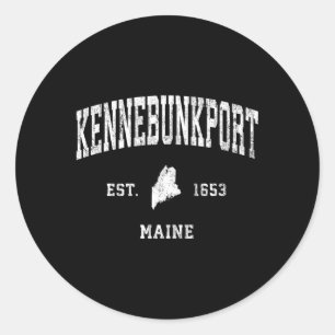 Kennebunkport Maine Me Athletic Sports Classic Round Sticker