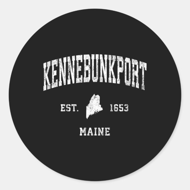 Kennebunkport Maine Me Athletic Sports Classic Round Sticker (Front)