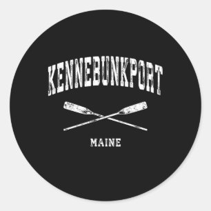Kennebunkport Maine Nautical Crossed Oars Classic Round Sticker