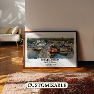 Kennebunkport Maine Poster, Watercolor, Custom Poster