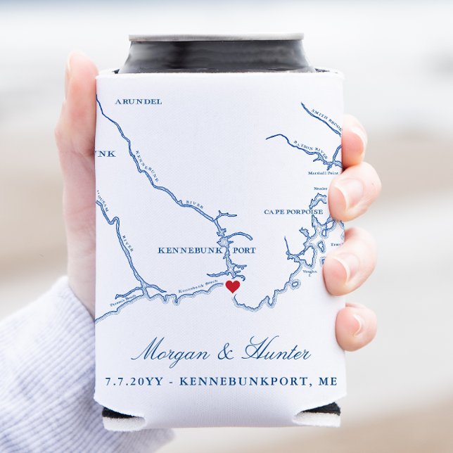 Kennebunkport Map Wedding Favour Drink Holder Can Cooler (Kennebunkport Maine Map Wedding Coozies are great wedding favors for your destination wedding!)