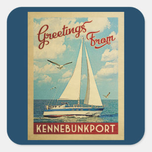 Kennebunkport Sticker Sailboat Vintage Maine