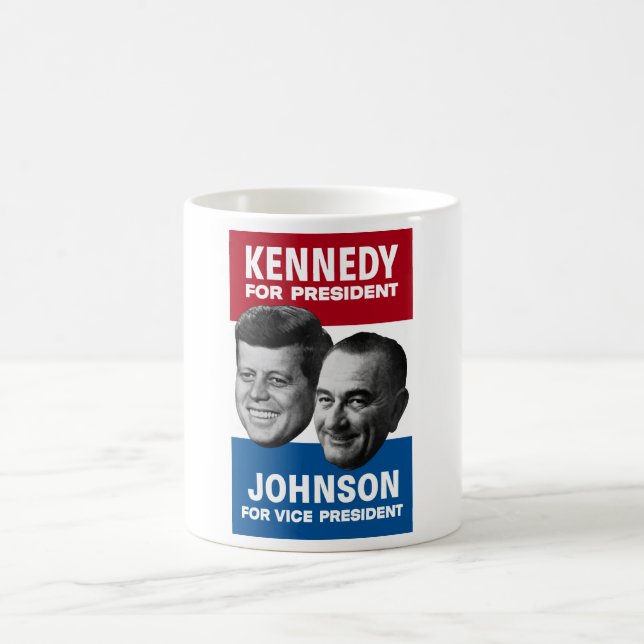 Kennedy And Johnson 1960 Election Poster Coffee Mug (Center)