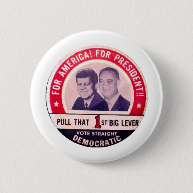 Kennedy and Johnson Campaign 6 Cm Round Badge (Front)