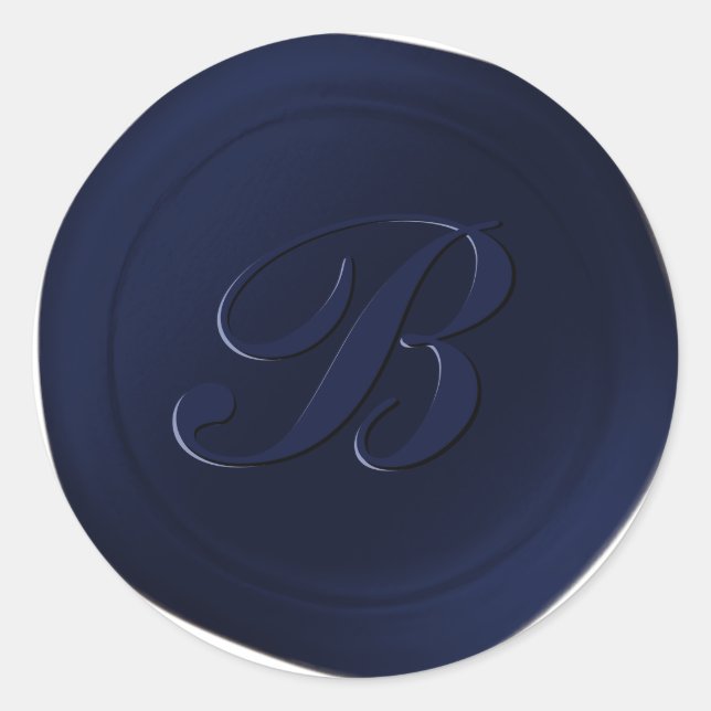 Kennedy Blue 1 Letter Monogram Wax Seal Stickers (Front)