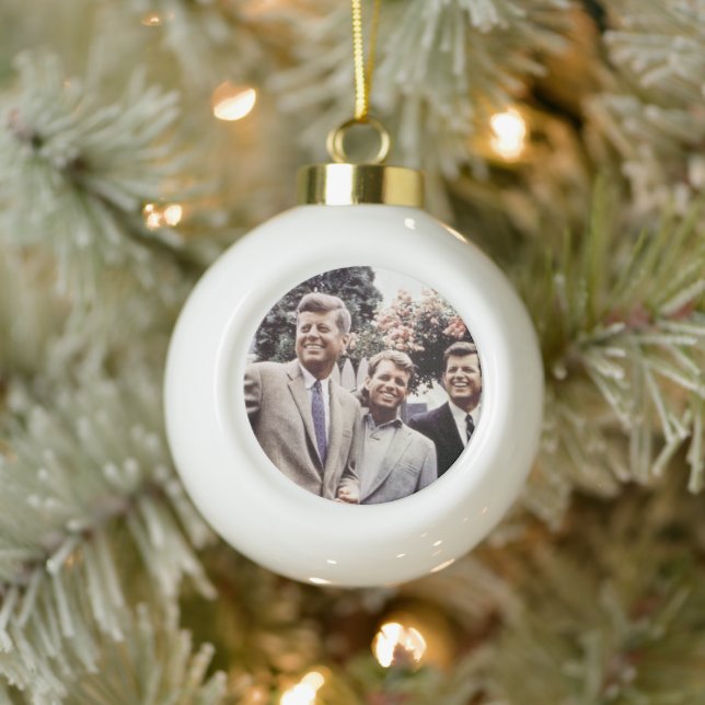 Kennedy Brothers, President John, Robert & Ted Ceramic Ball Christmas Ornament (Tree)