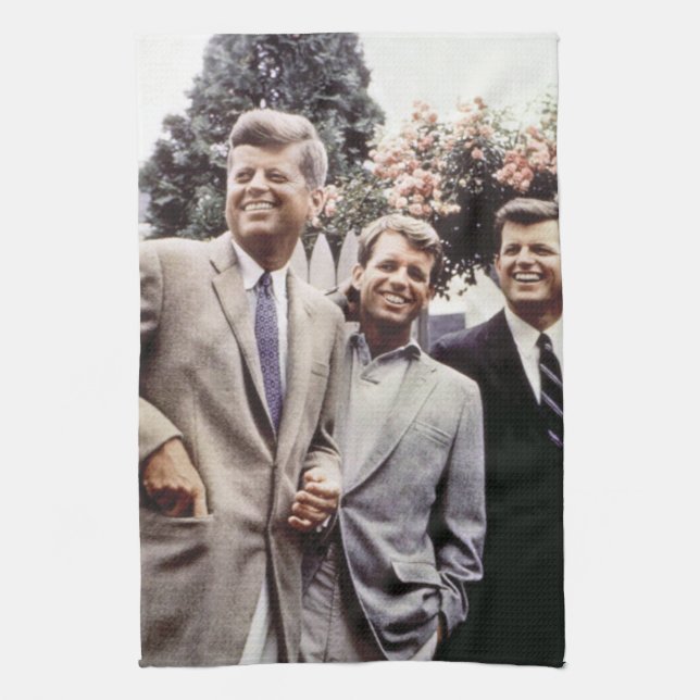 Kennedy Brothers, President John, Robert & Ted Tea Towel (Vertical)