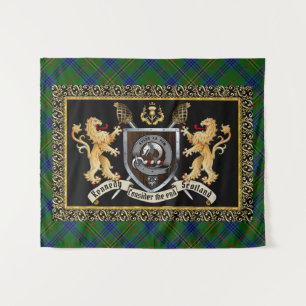 Kennedy Clan Badge & Motto w/Lions  Tapestry