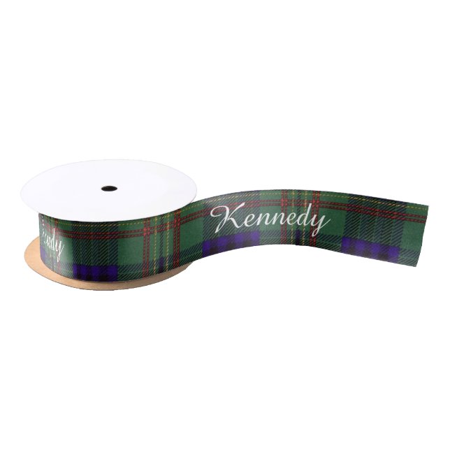 Kennedy clan Plaid Scottish tartan Satin Ribbon (Spool)