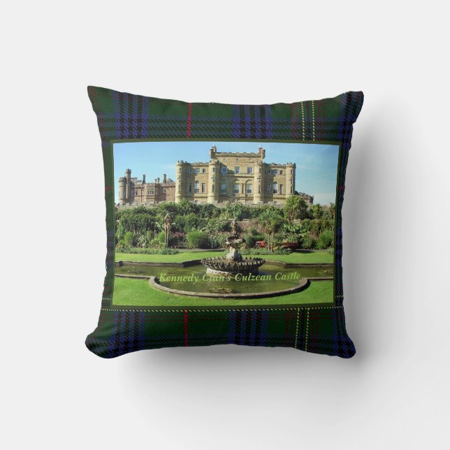 Kennedy Clan's Culzean Castle Tartan Throw Pillow (Front)