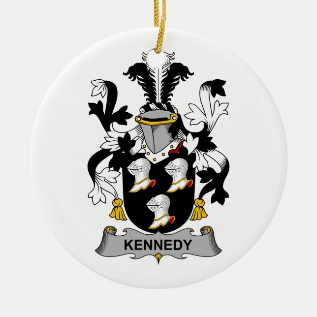 Kennedy Family Crest Ceramic Tree Decoration (Front)