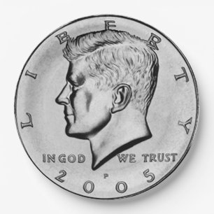 Kennedy Half Dollar Paper Plate