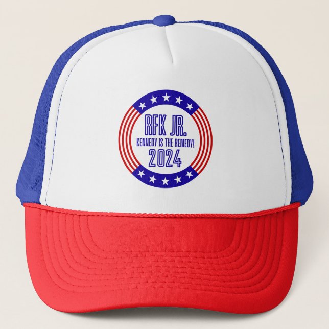 "Kennedy is the Remedy" RFK Jr 2024 Election Retro Trucker Hat (Front)